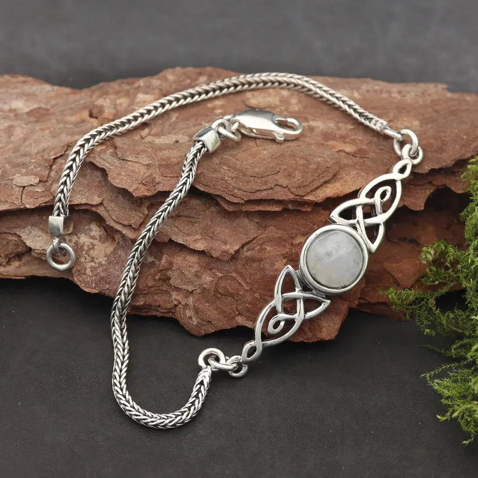 Mondstein Armband Keltischer Edelstein Damen Armschmuck 925 Silber