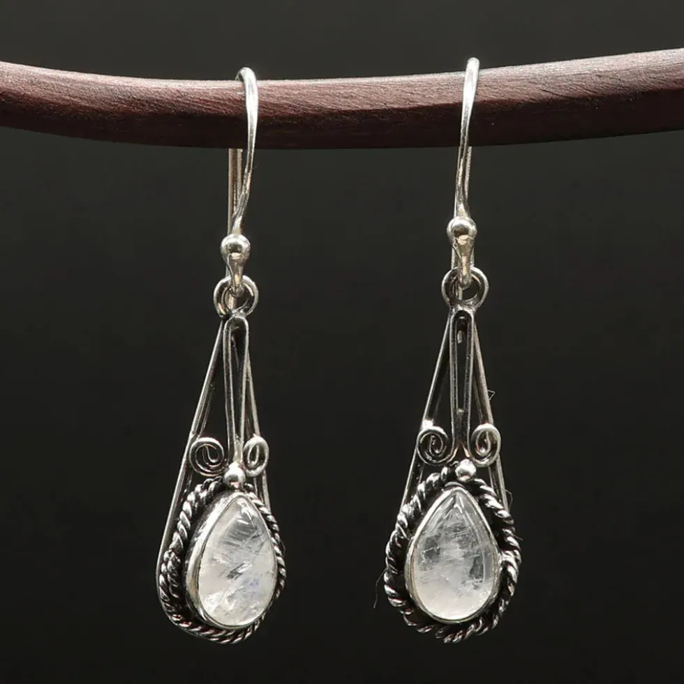 Mondstein Ohrhänger 925er Silber Ohrschmuck Einhänger