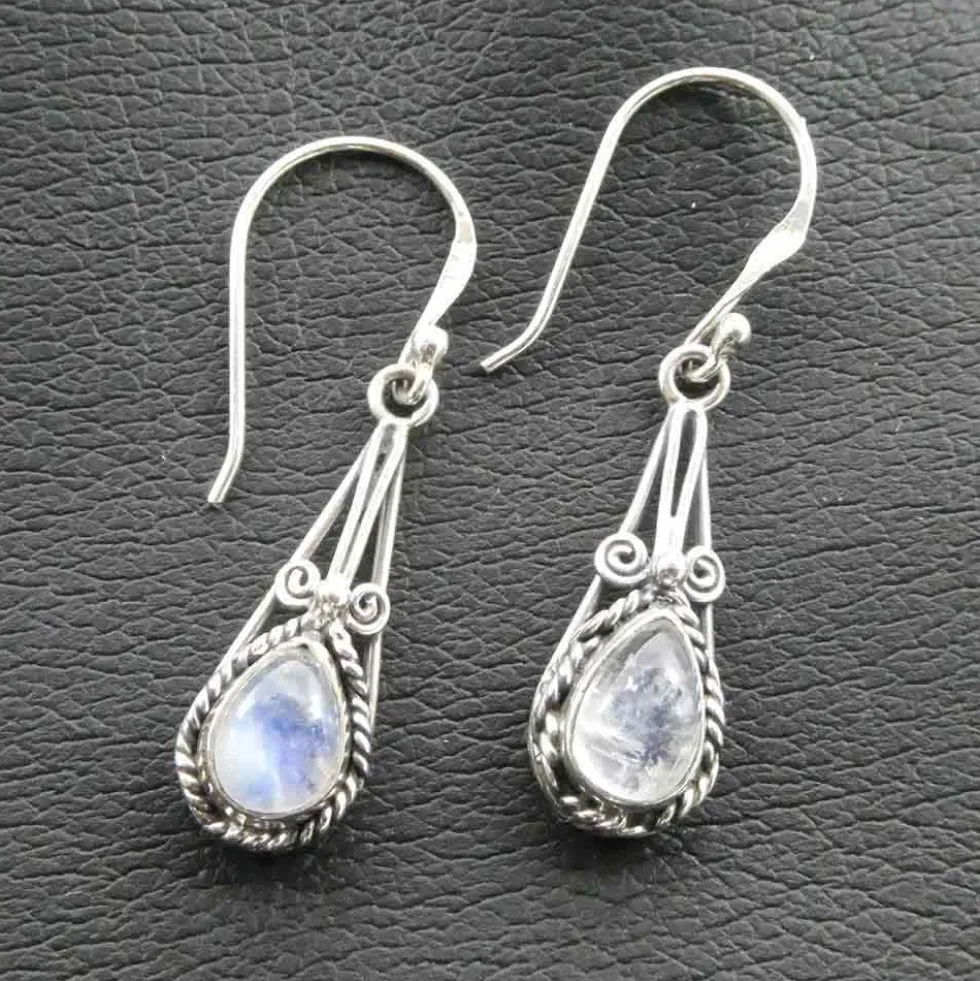 Mondstein Ohrhänger 925er Silber Ohrschmuck Einhänger