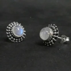Mondstein Ohrstecker Steinschmuck Ohrringe 925 Silber (Paar)