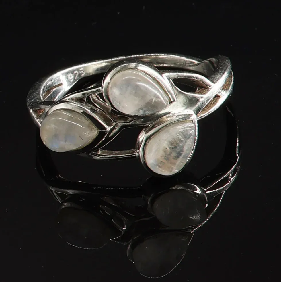 Mondstein Ring zartes Design 925er Silber Edelstein Damenring