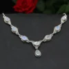 Mondstein Schmuck Collier 925 Silber Damen Collier Edelstein Halskette