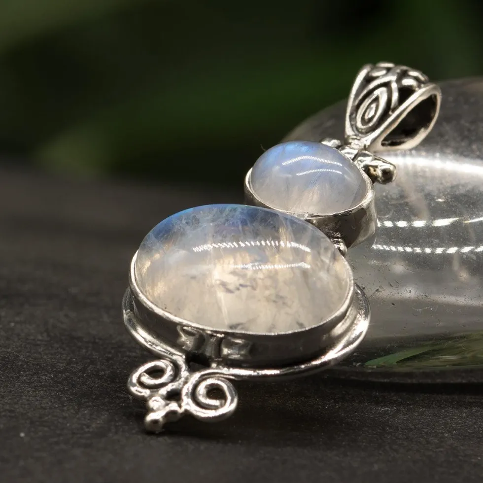 Mondstein Steinschmuck Anhänger 925 Silber Edelstein