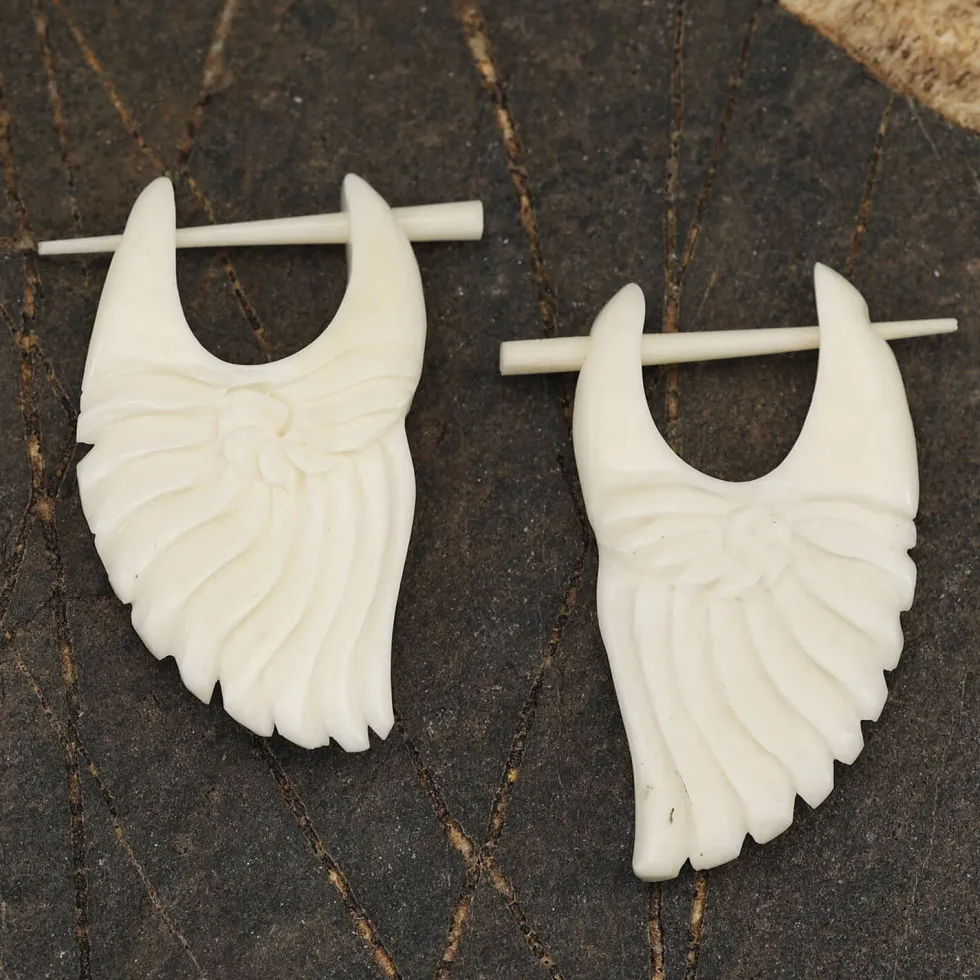 Natur Ohrring Creole aus Knochen Muschel Ohrschmuck (Paar)
