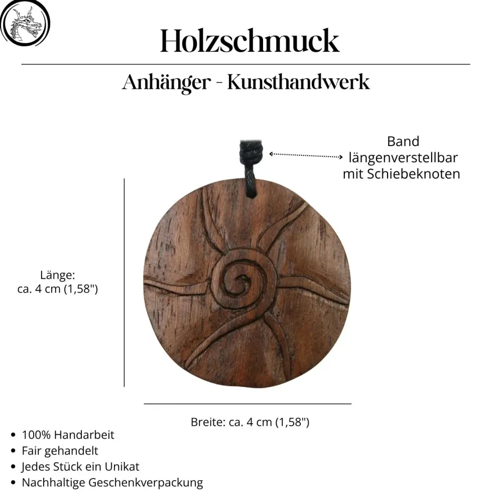 Nion Holz Anhänger zweifarbig Halskette