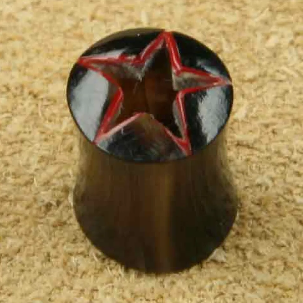 Ohrplug Ohrpiercing Stern rot offen