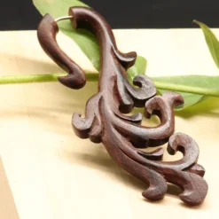 Ohrring Holzschmuck Flower Fake Piercing Ohrschmuck Holz (Paar)