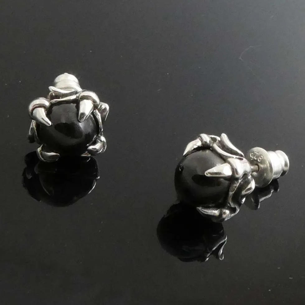 Ohrstecker Kralle Gothic Biker Ohrschmuck Black Star ausgefallen edel 925er Silber
