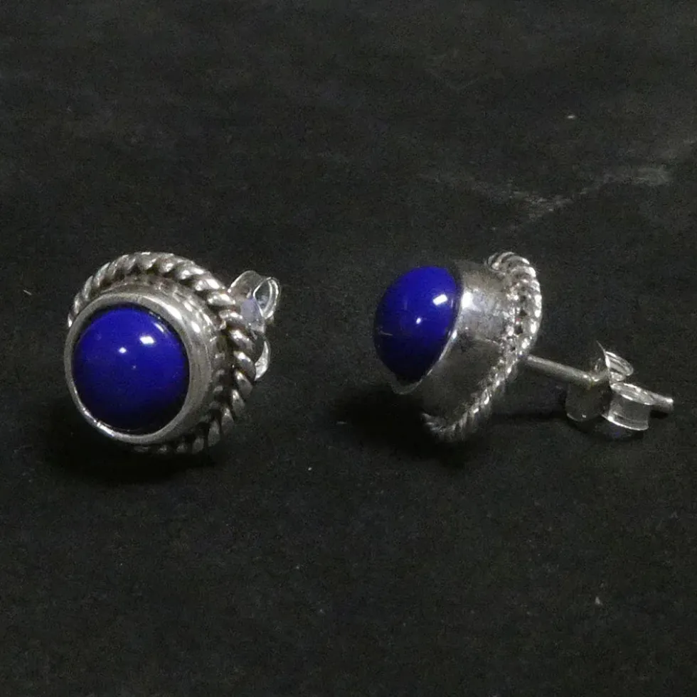 Ohrstecker Lapislazuli stilvoll geflochten 925 Silber