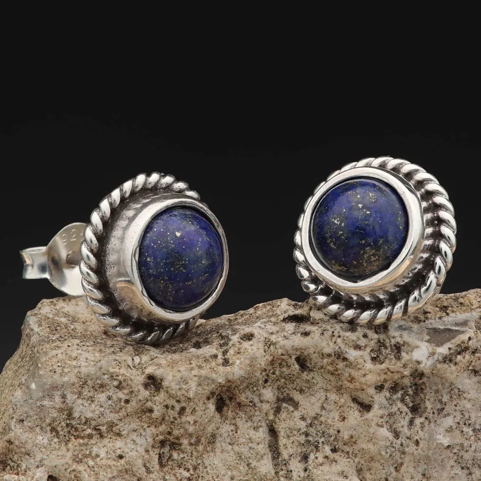 Ohrstecker Lapislazuli stilvoll geflochten 925 Silber