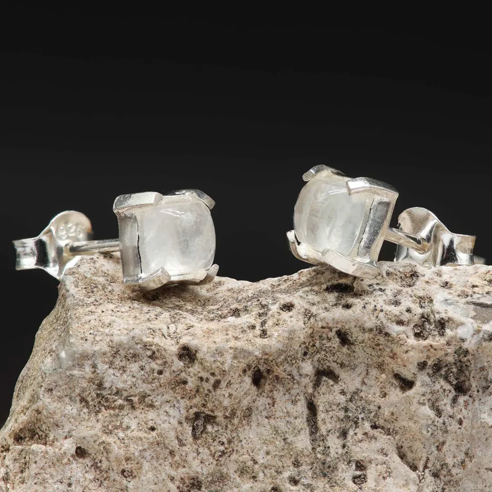 Ohrstecker Mondstein 925 Silber Ohrschmuck Paar
