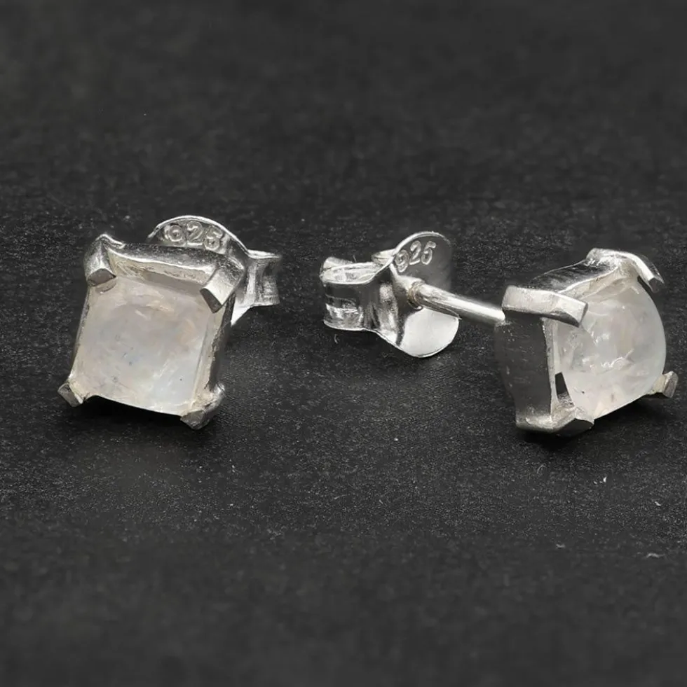 Ohrstecker Mondstein 925 Silber Ohrschmuck Paar