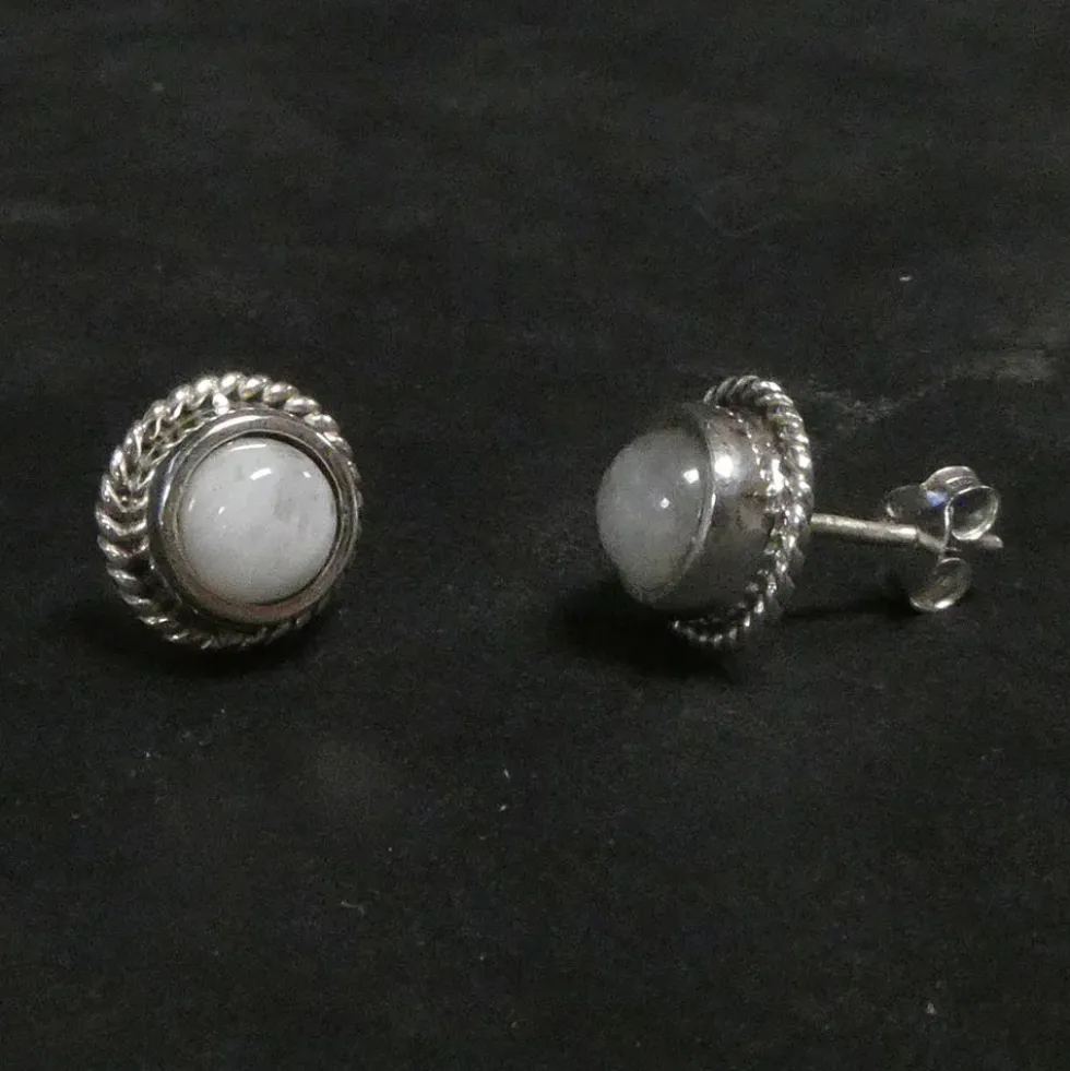 Ohrstecker Mondstein stilvoll geflochten 925 Silber