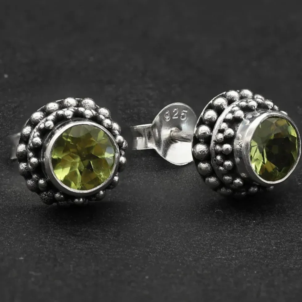 Ohrstecker Peridot rund Ø 9mm 925 Sterlingsilber (Paar)