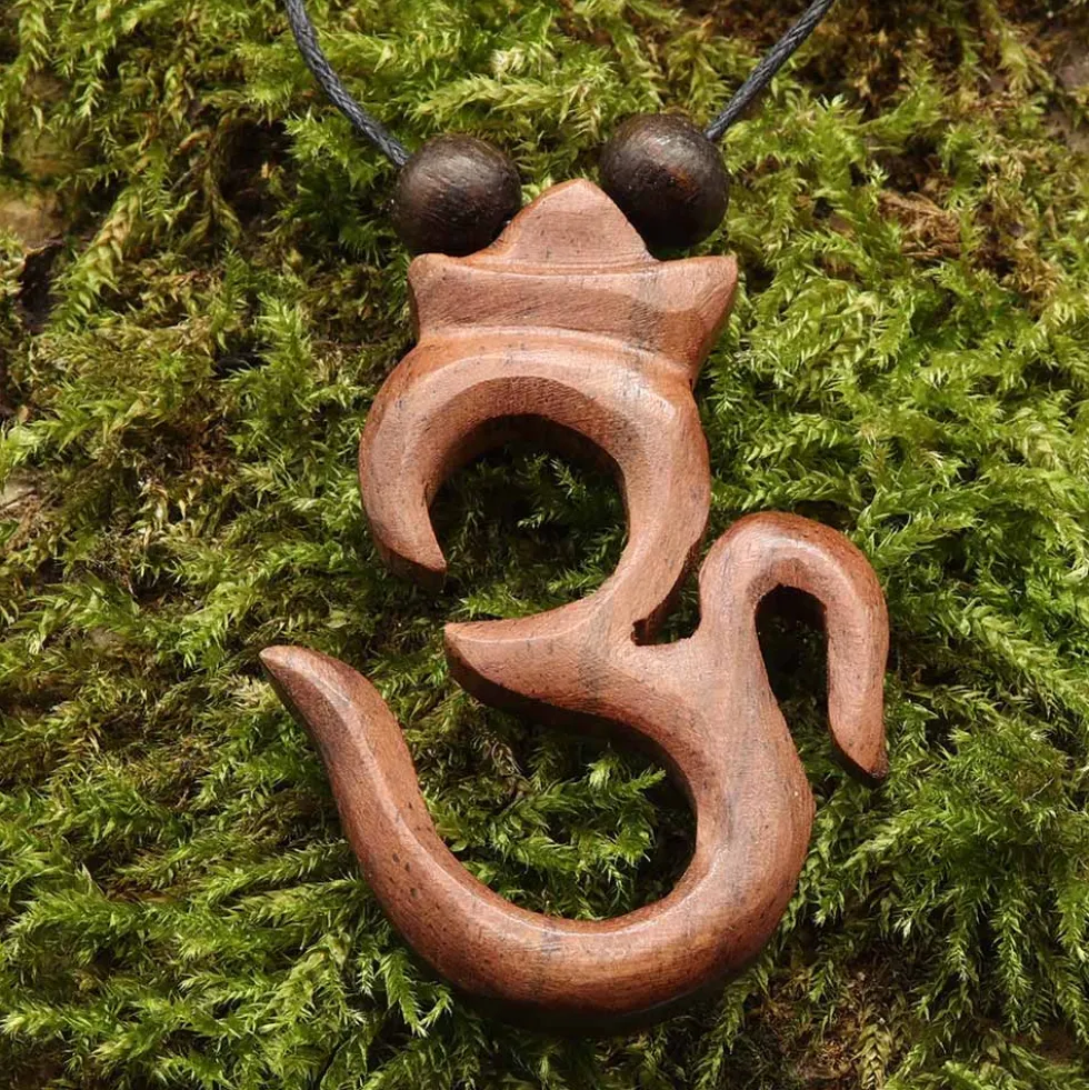 Om Holz Schmuck Anhänger mit Band