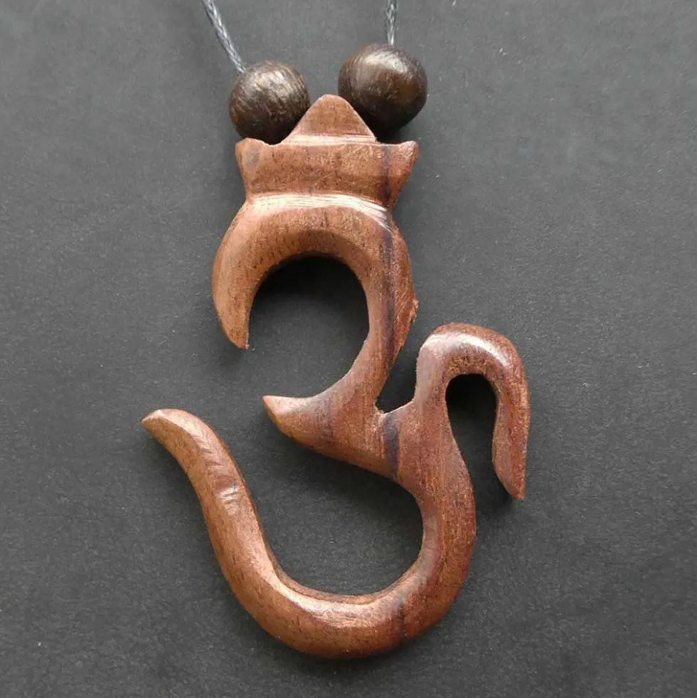 Om Holz Schmuck Anhänger mit Band
