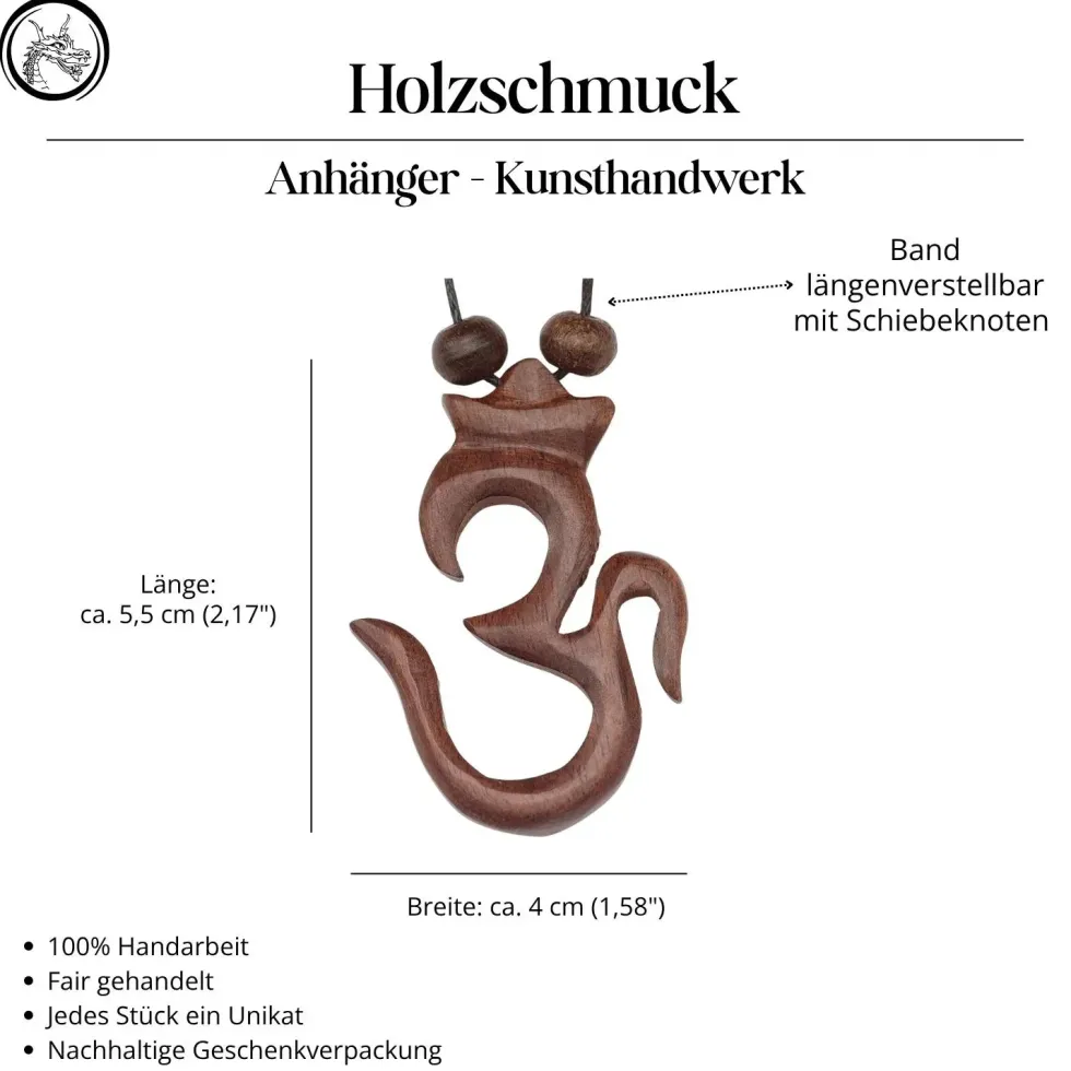 Om Holz Schmuck Anhänger mit Band