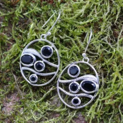 Onyx Ohrringe außergewöhnlich 925 Silber Ohrhänger edel