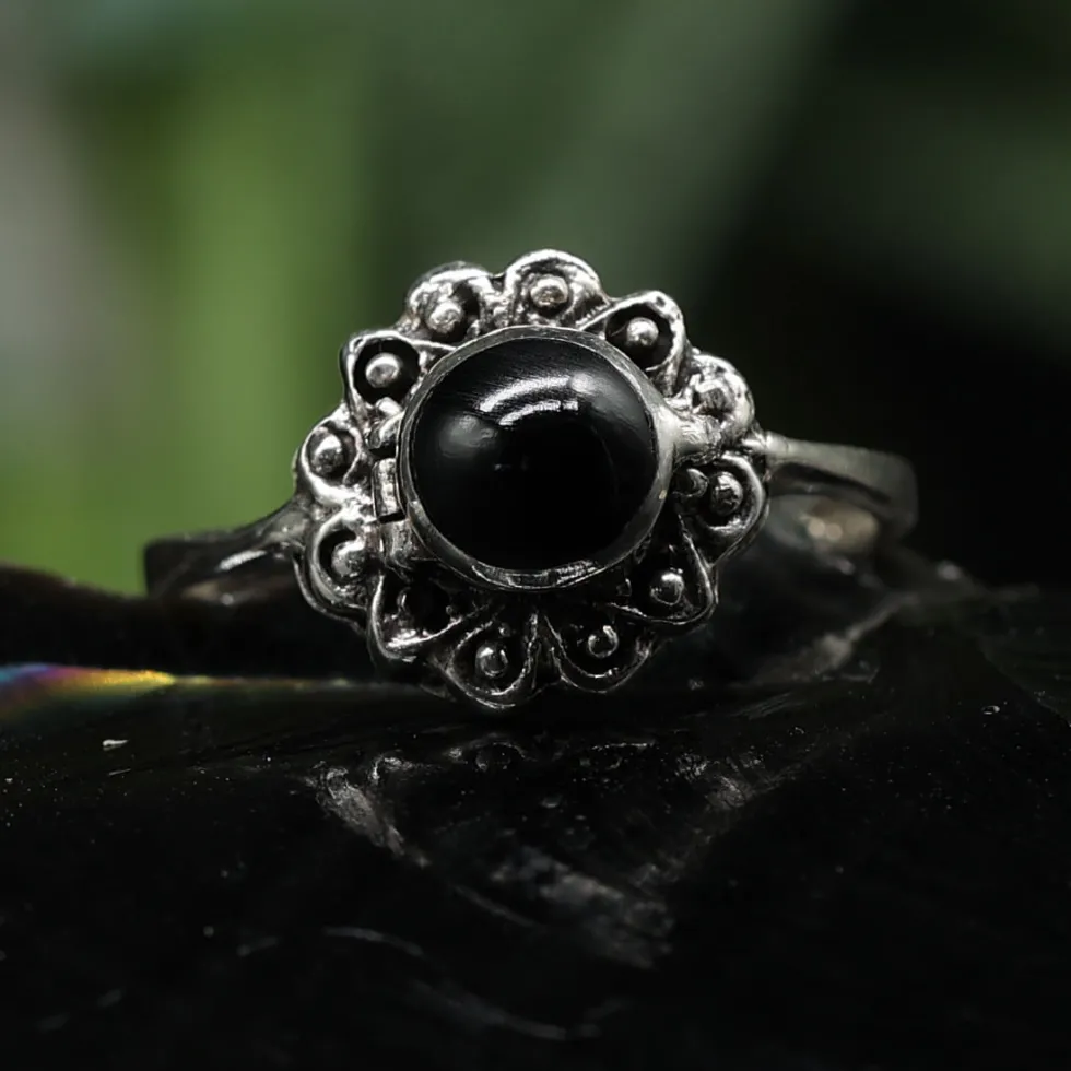 Onyx Silbering Giftring Schmuck Ring 925 mit Fach Silber Damen
