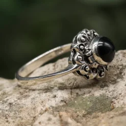 Onyx Silbering Giftring Schmuck Ring 925 mit Fach Silber Damen