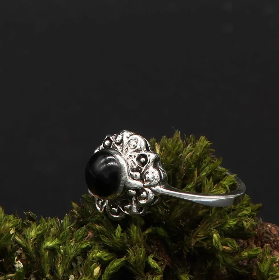 Onyx Silbering Giftring Schmuck Ring 925 mit Fach Silber Damen