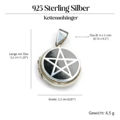 Pentagramm Anhänger Medaillon Schmuck Silber 925