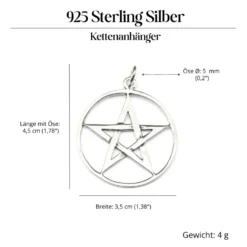 Pentagramm Anhänger Schmuck aus 925 Silber Hexenstern