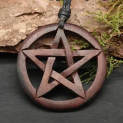 Pentagramm Anhänger Schmuck keltischer Holzschmuck Halskette