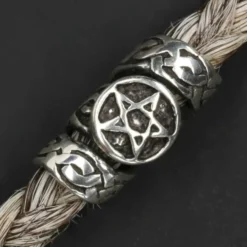 Pentagramm Bartschmuck Silber 925 Bartperle Großlochperle