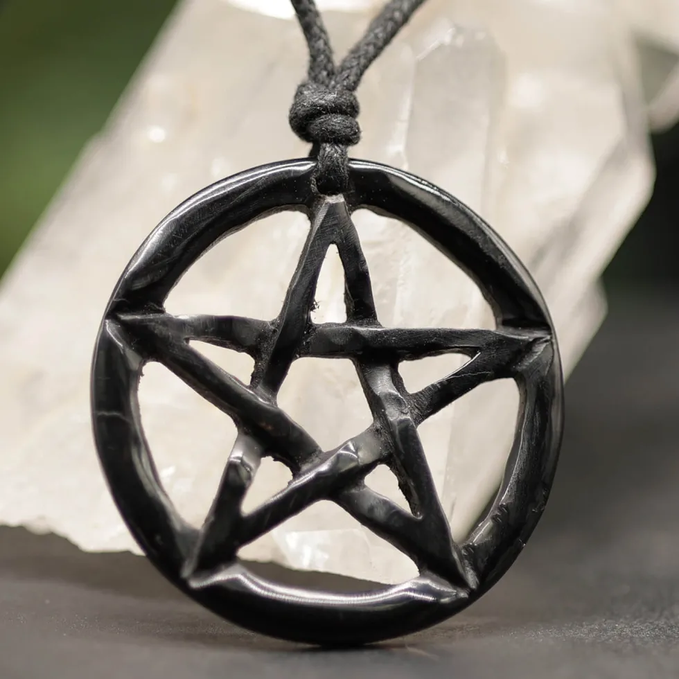 Pentagramm Hornschmuck Anhänger Kette