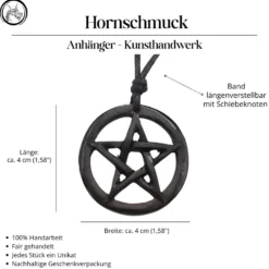 Pentagramm Hornschmuck Anhänger Kette