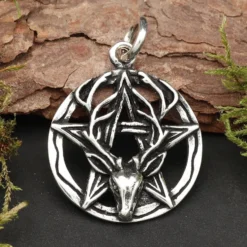 Pentagramm mit Hirschkopf 925 Silber Schmuck Anhänger