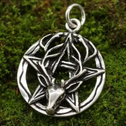 Pentagramm mit Hirschkopf 925 Silber Schmuck Anhänger