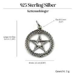 Pentagramm mit Knoten Kettenanhänger 925 Silber Schmuck