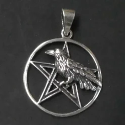 Pentagramm mit Rabe Anhänger Schmuck aus 925 Silber