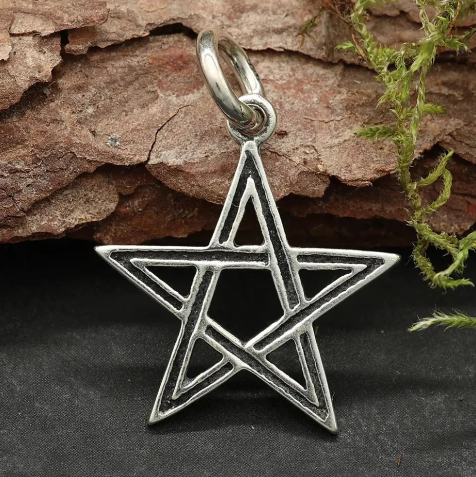 Pentagramm offen Kettenanhänger Silber Schmuck 925 Silber