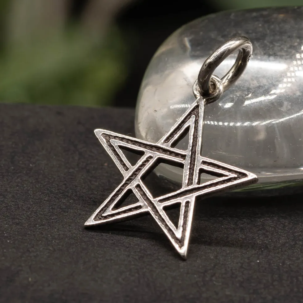 Pentagramm offen Kettenanhänger Silber Schmuck 925 Silber