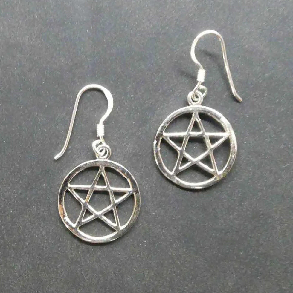 Pentagramm Ohrringe Ø 10mm 925 Silber Ohrhänger Paar