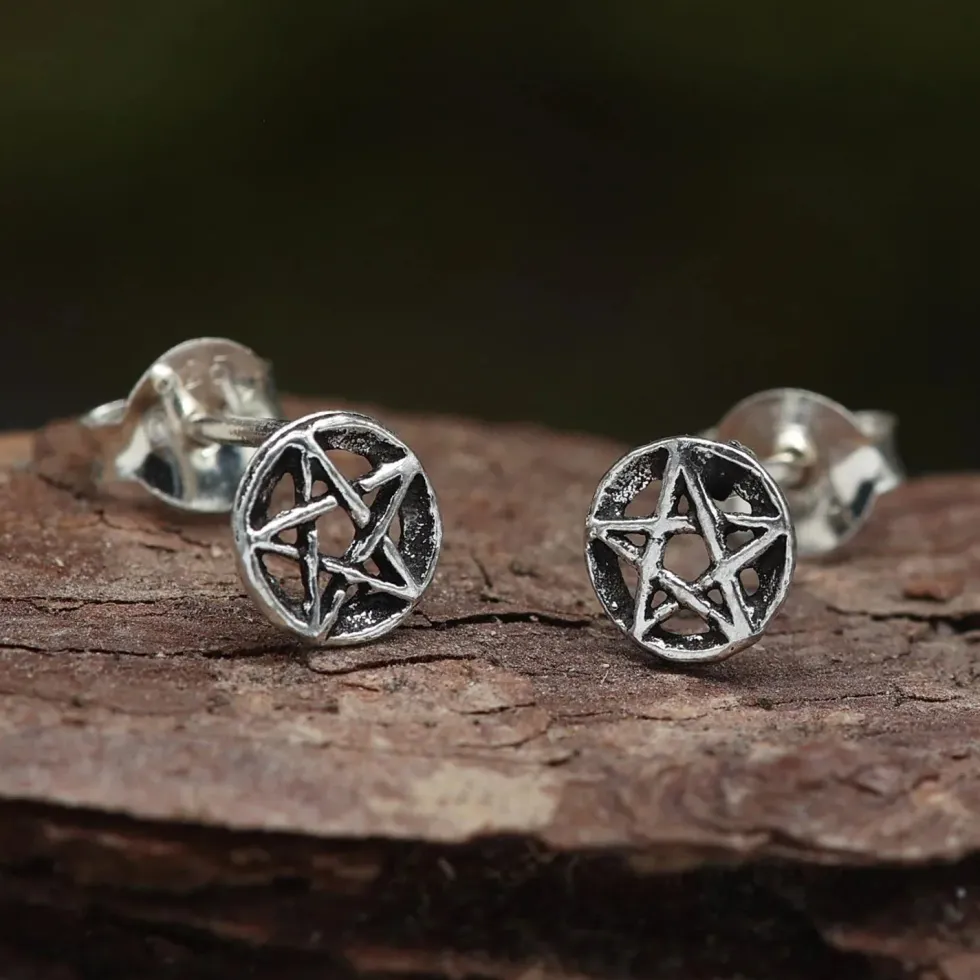 Pentagramm Ohrring 925 Silber Ohrschmuck