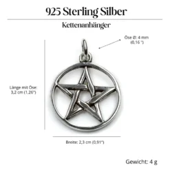 Pentagramm Schmuck Anhänger Silberschmuck Drudenfuß 925 Silber
