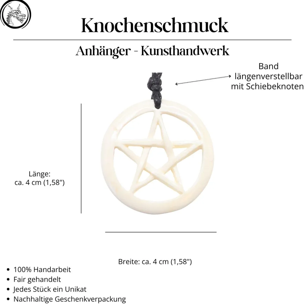 Pentagramm Schmuck aus Knochen Kette
