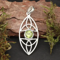 Peridot Edelstein keltischer 925 Silberschmuck Anhänger