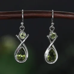 Peridot Ohrhänger Edelstein Ohrringe feine Einhänger 925 Silber