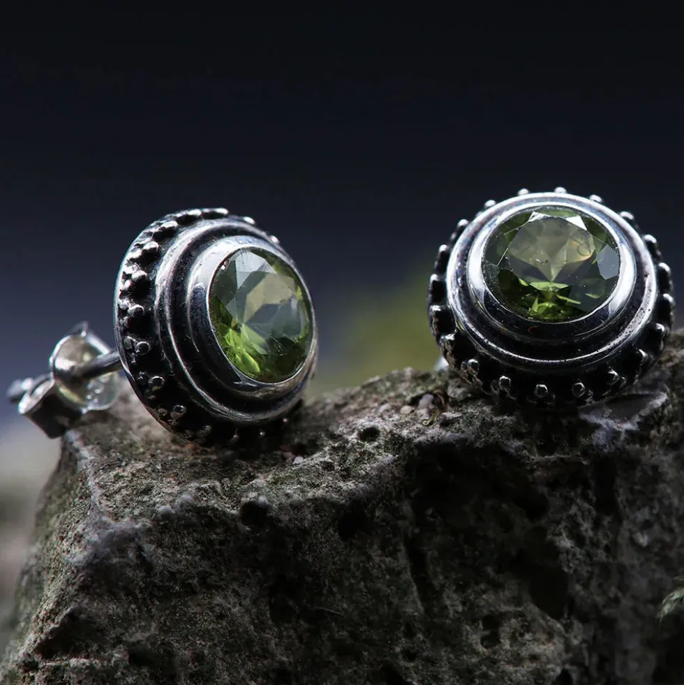 Peridot Ohrstecker Steinschmuck grüner Stein (Paar) 925 Silber