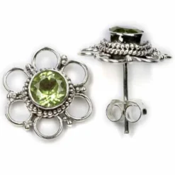 Peridot Ohrstecker Steinschmuck (Paar) 925 Silber