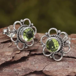Peridot Ohrstecker Steinschmuck (Paar) 925 Silber