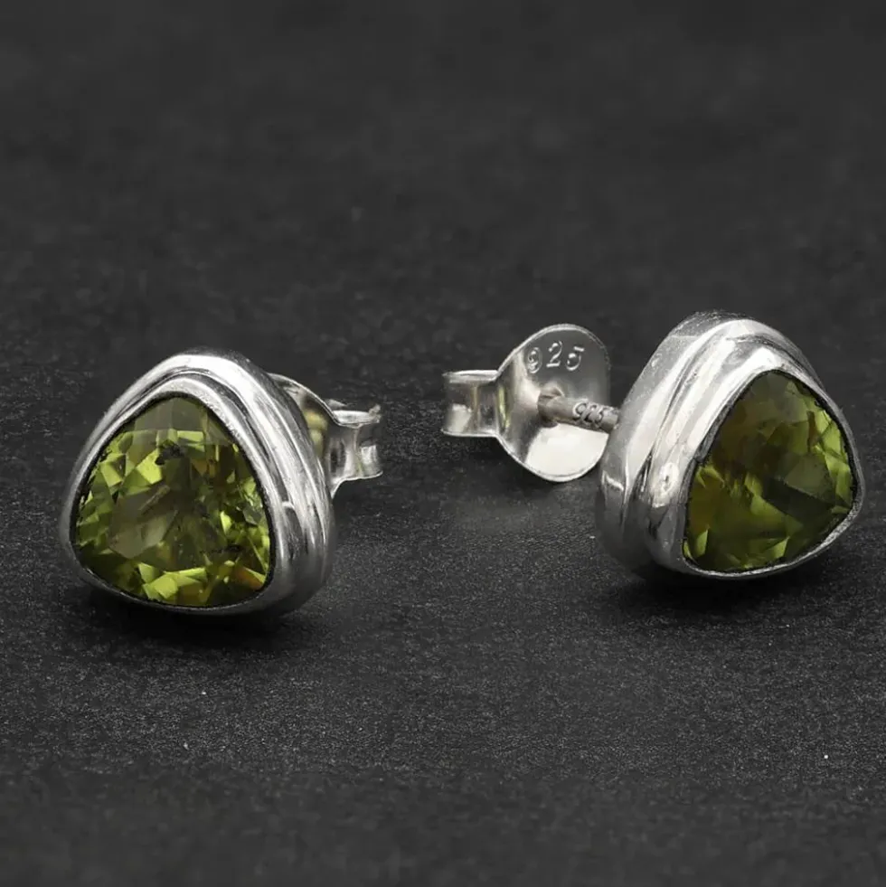 Peridot Ohrstecker Steinschmuck (Paar) 925 Silber