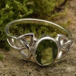 Peridot Ring Edelstein Damenring keltisches Design Silberring 925 Silber