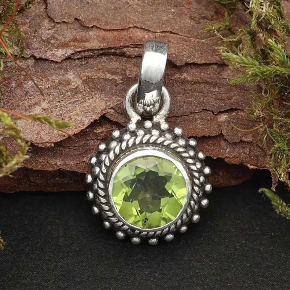 Peridot Silber Anhänger Edelstein 925 Silber