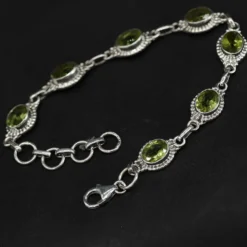 Peridot Steinschmuck edler Damen Armschmuck 925 Silber